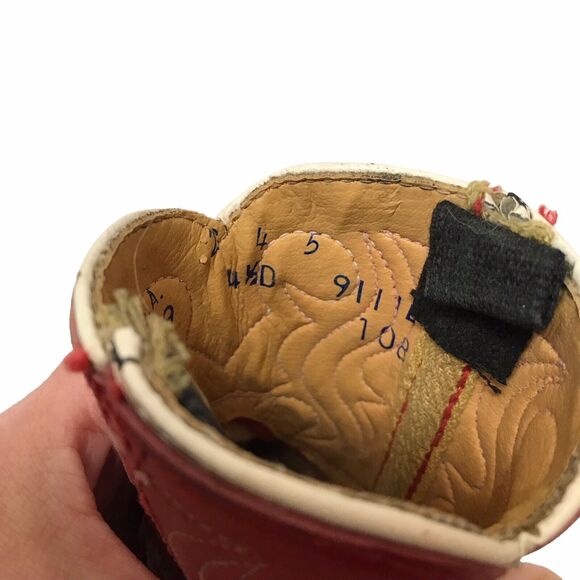 Vintage Toddler Boots 4 1/2D Red And Black made In USA - Picture 7 of 10